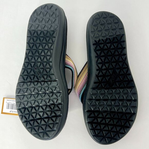 Sz 5 - NWT Teva Voya Flip Flops Thong Sandals Antiguous Black Multi Color Womens - Picture 6 of 8